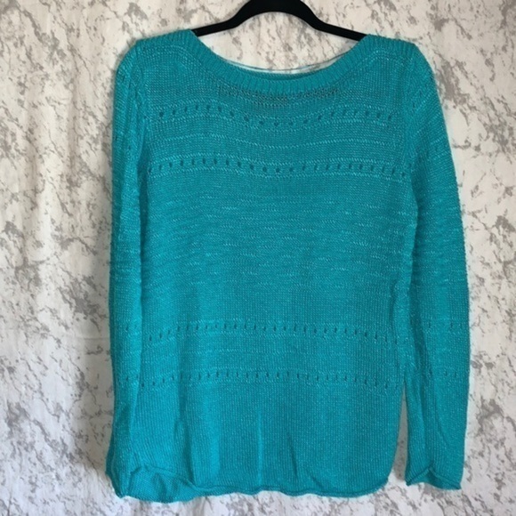 Grace Elements Boat Neck Cotton and Rayon Teal Ladies Sweater Size Large - Picture 1 of 7